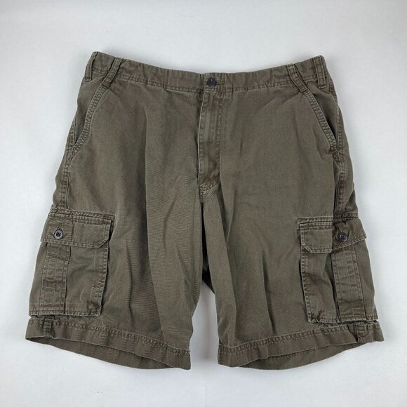 Perry Ellis Cottons Cargo Shorts Mens Size 36 Brown Flat Front - Picture 1 of 10